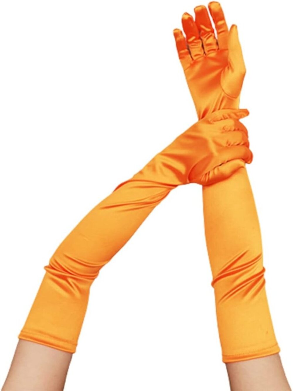 Women orange Long Opera Elbow Length Wedding Cosplay Costumes Party Gloves